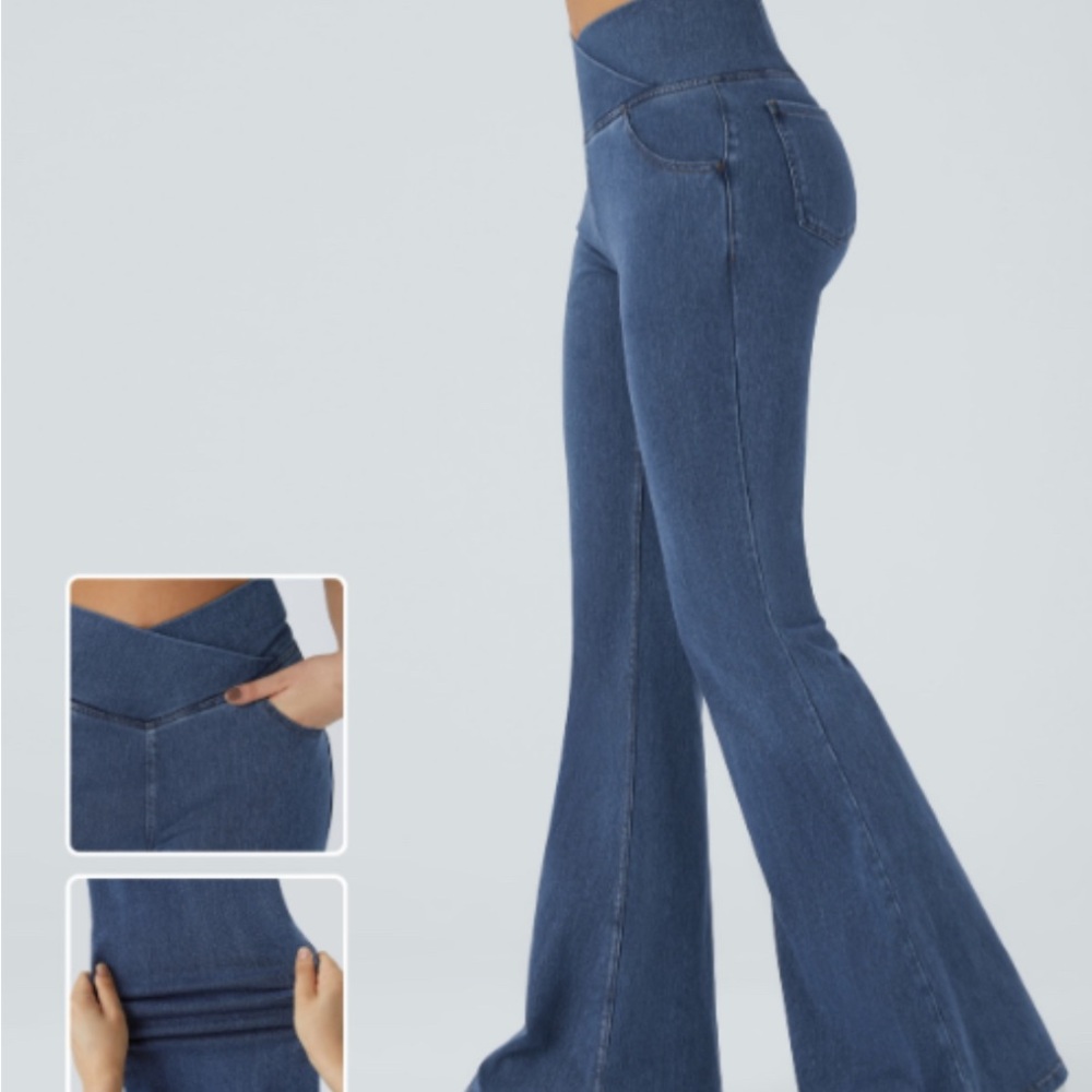 HALARA Blue Flare Wide Leg Jeans